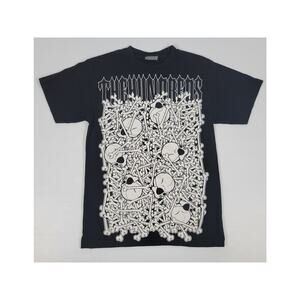 The Hundreds Mens Small Black Bone Pile Skeleton Skulls Grunge Graphic Shirt